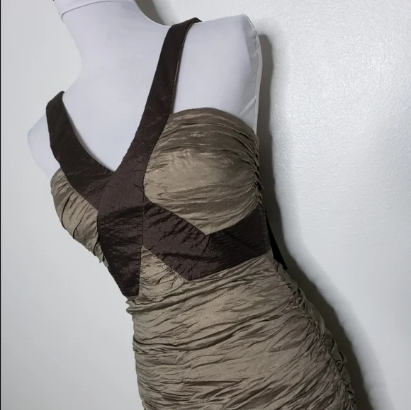 NEW BCBG MAXAZRIA Runway Simson Mocha Cocktail Dress Party Elegant Luxury Club - Picture 5 of 14